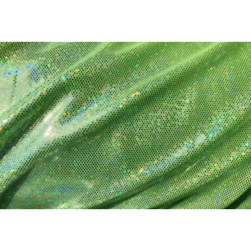 Verde fluo-ezüst hologramos táncruha anyag