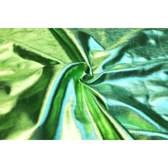 Metál-gumis laminált táncruha anyag, verde fluo