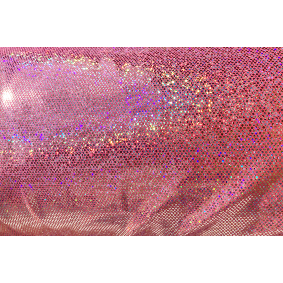 Magyar pink-ezüst hologramos táncruha anyag